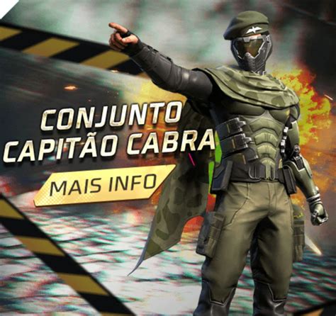 Ouro Royale Free Fire Julho 2022 Conjunto Capitão Cabra disponível no