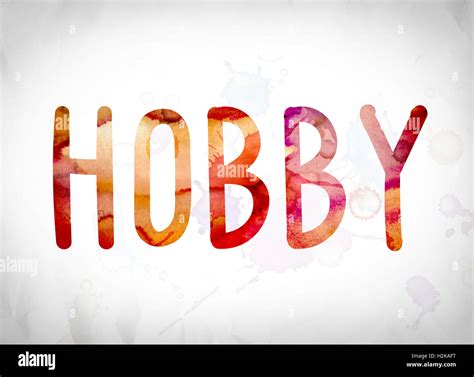 The Word Hobby Written In Watercolor Washes Over A White Paper