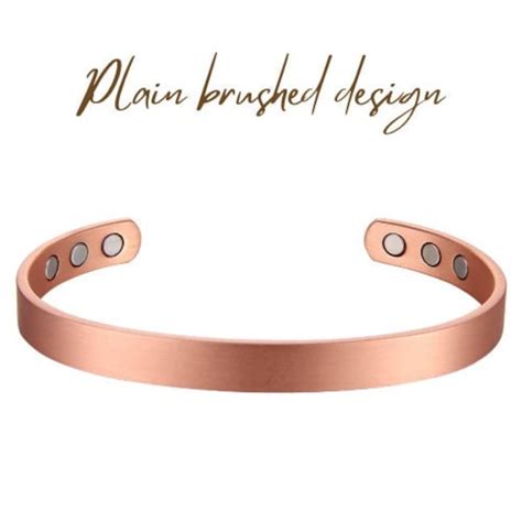Pure Copper Magnetic Therapy Bracelet Plain Brushed Design Etsy