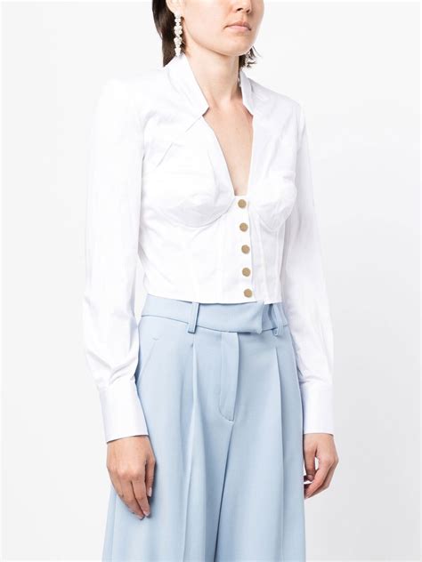 Elisabetta Franchi Button Front V Neck Shirt Farfetch