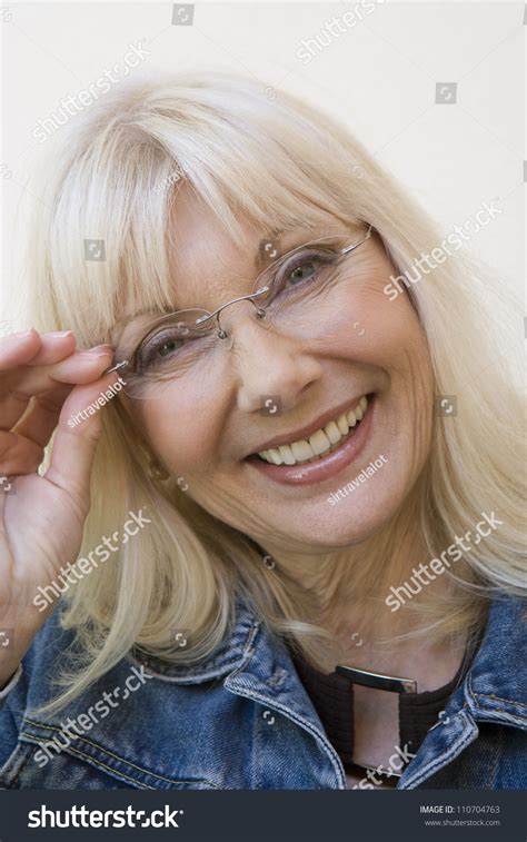 Portrait Cheerful Mature Woman Glasses Stock Photo 110704763 Shutterstock