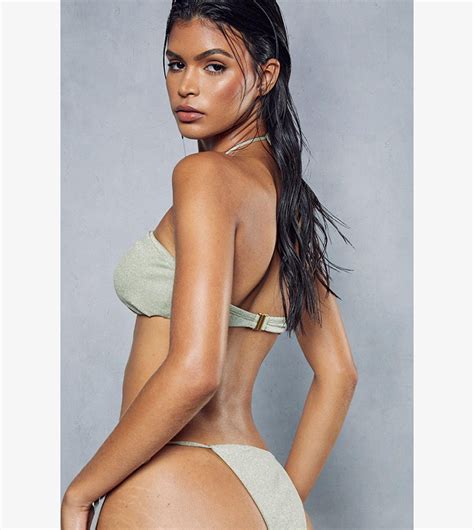 Buy Misspap Halter Neck Strappy Glitter Bikini Set In Khaki Thstreet Oman