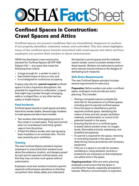 OSHA3787 Confined Spaces in Construction | Occupational Safety And ...