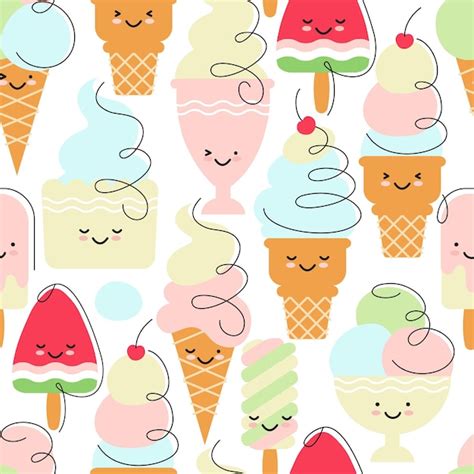 Les Glaces De Dessin Anim Mignon Forment Un Mod Le Sans Couture