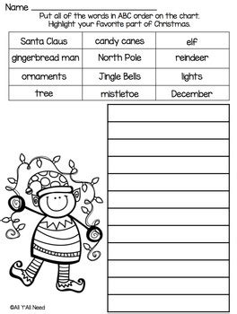 Christmas ABC Order {freebie} by All Y'All Need | TpT