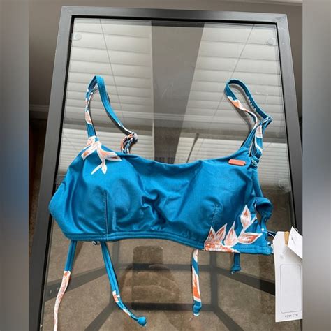 Roxy Swim Nwt Roxy Mykonos Blue Floral Sidetie Bikini Top Xs Poshmark