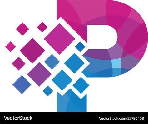 P Letter Pixel Logo Icon Design Royalty Free Vector Image