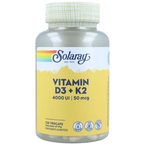 Vitamina D3 + K2 de Solaray 120 cápsulas | Vivaelmusculo