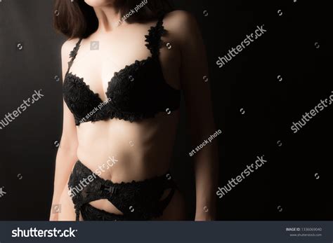 Beautiful Woman Sexy Luxury Black Lingerie Stock Photo 1336069040