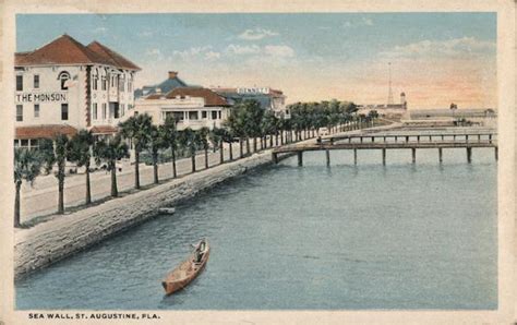 Sea Wall St Augustine FL Postcard