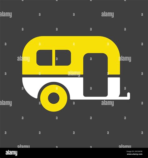 Caravan Trailer Vector Glyph Icon On Dark Background Camping Sign