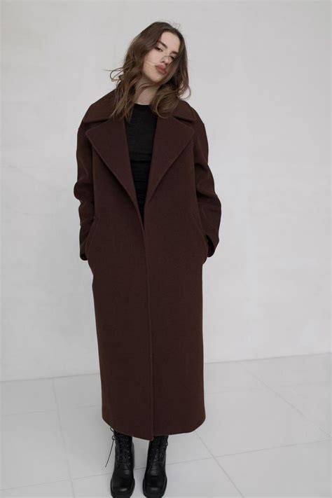 Brown Woman Coat / Warm Wool Coat / Wrap Wool Overcoat / Long Soft Wool ...