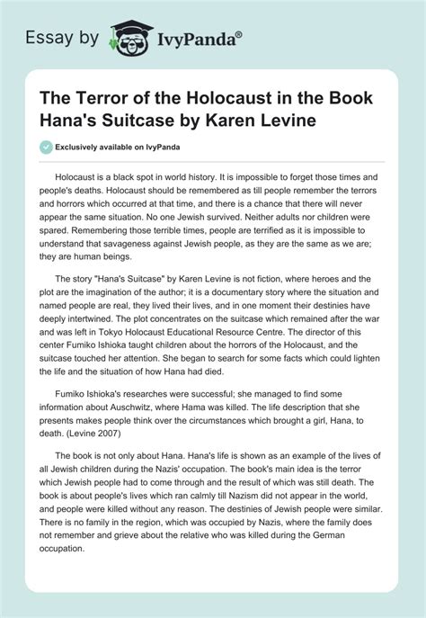 The Terror Of The Holocaust In The Book Hana S Suitcase By Karen