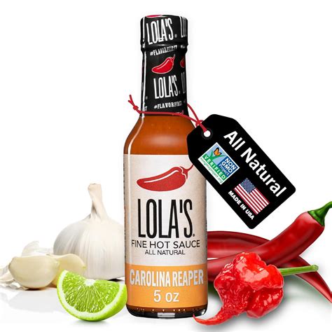 Lolas Fine Hot Sauce Carolina Reaper 5 onzas líquidas Receta familiar distintiva Totalmente