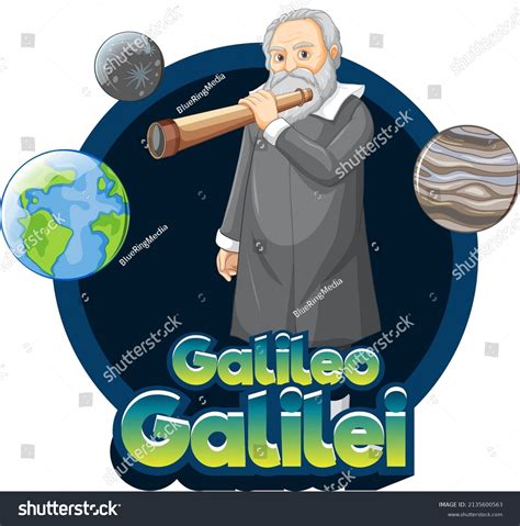 Portrait Galileo Galilei Cartoon Style Illustration Stock Vector