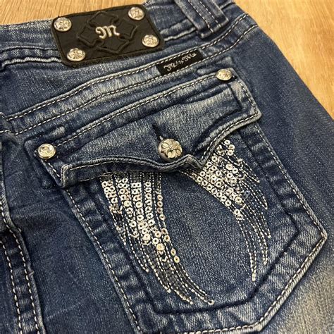 denim mini skirt  bling design size depop
