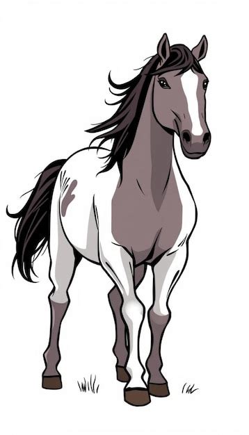 Um Cavalo De Desenho Animado Uma Crina Castanha E Um Rosto Branco