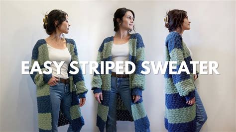 How To Make This Easy Striped Crochet Sweater Youtube