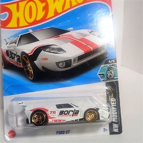 Hot Wheels Toys Hot Wheels Ford Gt Borla Car Red And White Mattel Hw Modified Mattel New
