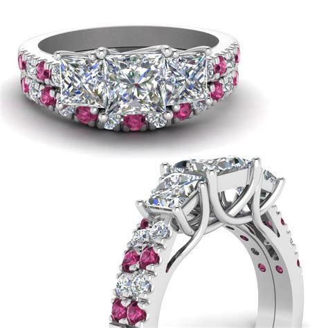 Pink Sapphire Princess Cut Engagement Rings