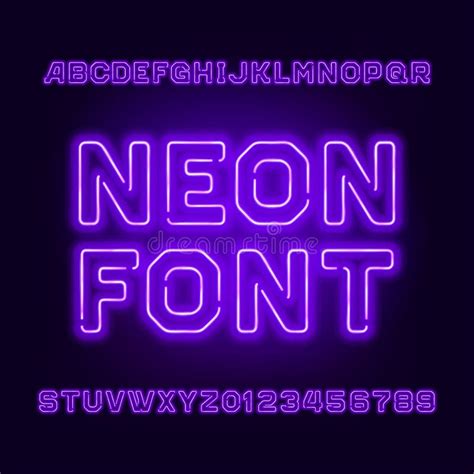 Purple Neon Light Alphabet Font Stock Vector Illustration Of