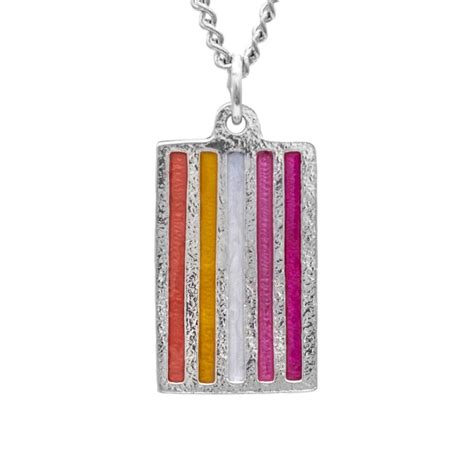 Lesbian Pride Flag Necklace Sterling Silver Pride Flag Pendant Hand Enameled Lgbtqia Pride