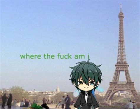 Anime Girl Standing In Front Of The Eiffel Tower With Caption Where The