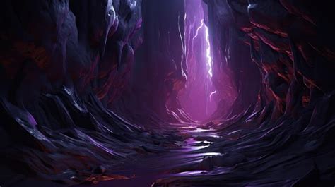 Premium AI Image | Purple glowing cave fantasy background