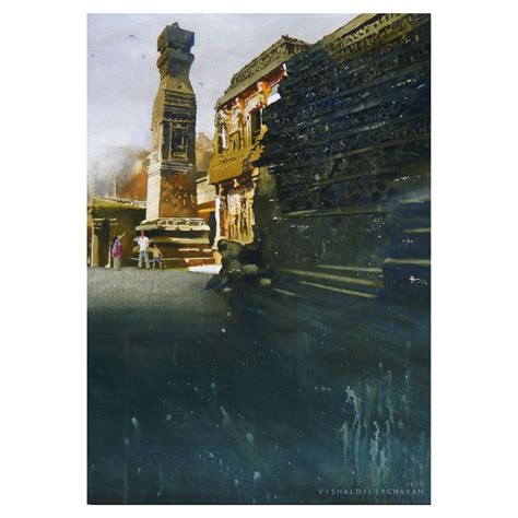 Kailash Temple (Vol2) - Watercolor On Paper - 22x30 Inch - crafttatva.com