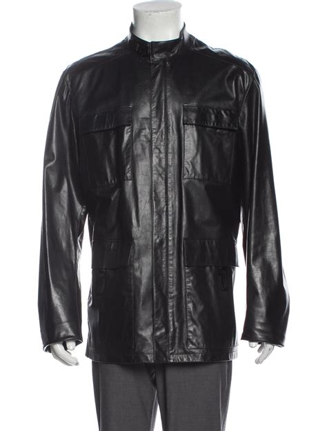 Prada Leather Utility Jacket Black Outerwear Clothing Pra768511