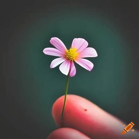 Hand Holding A Small Flower