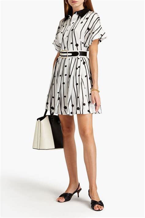 LEO LIN Belted Printed Silk Mini Dress THE OUTNET