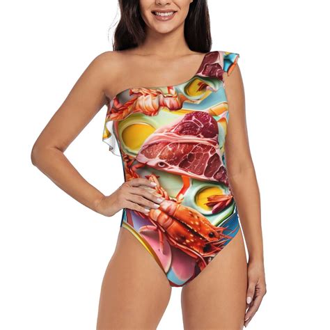 Lukts Surreal Seafood Extravaganza Women One Piece Swimsuits Tummy