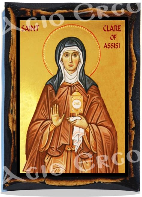 Saint Clare Of Assisi Catholic Christian Icon On Wood Etsy