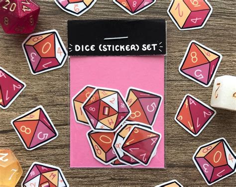LESBIAN PRIDE Dice Sticker Set Set Of Seven D D TTRPG Stickers Etsy