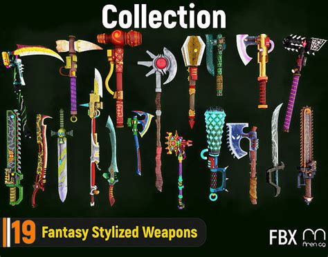 Fantasy Stylized Weapons Collection Vr Ar Low Poly Cgtrader