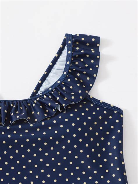 Shein Girls Polka Dot Ruffle Bikini Swimsuit Pink Shop