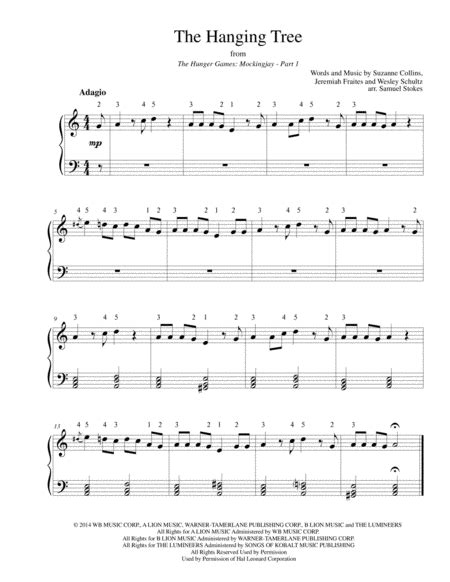 The Hanging Tree Arr Samuel Stokes By James Newton Howard Sheet Music For Easy Piano At Sheet