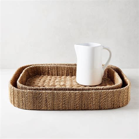Bar Trays Vintage Silver Rattan And Wood Bar Trays Hudson Grace