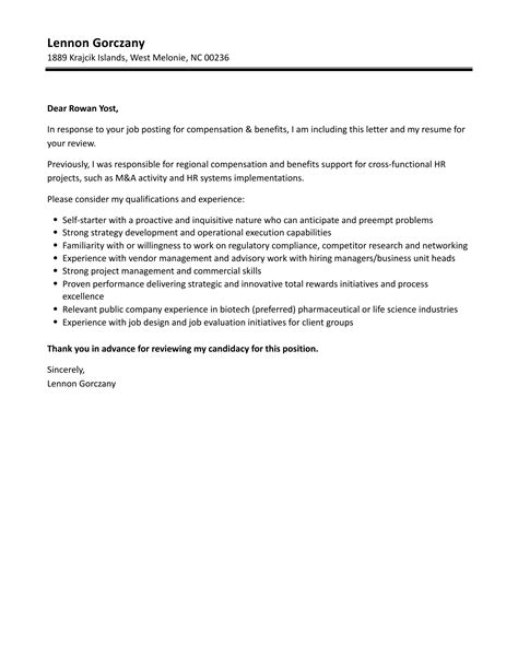 Compensation Letter Template