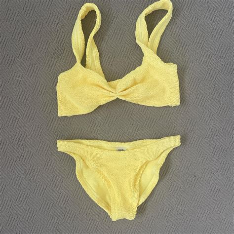 Hunza G Juno Seersucker Bikini In Yellow Super Depop
