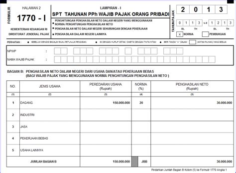 Formulir Spt Tahunan Pph Orang Pribadi 1770 Tahun 2013 Excel