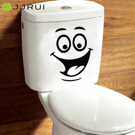 JJRUI Smiley Face Toilet Decal Wall Mural Art Decor Funny Bathroom