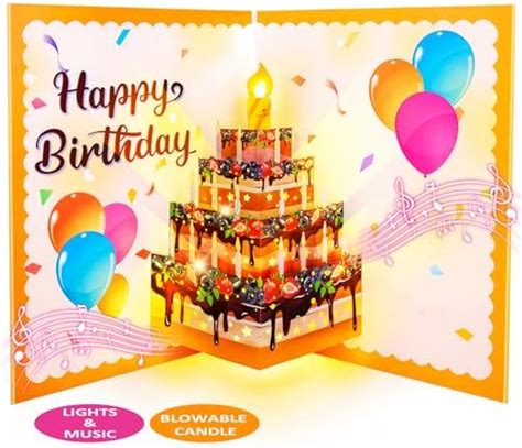 Fitmite Birthday Cards Musical Pop Up Birthday Cards With Light Blow Out Led