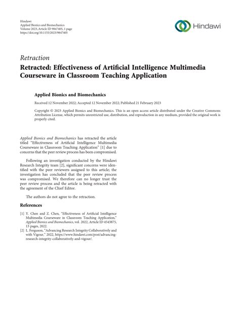 Pdf Retracted Effectiveness Of Artificial Intelligence Multimedia