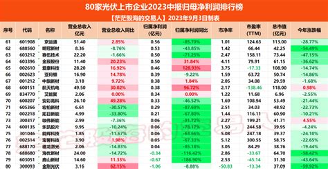 《光伏上市企业2023中报归母净利润排行榜》财富号东方财富网