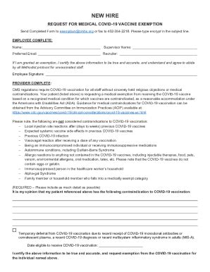 Fillable Online Request For Medical Covid Vaccine Exemption Fax