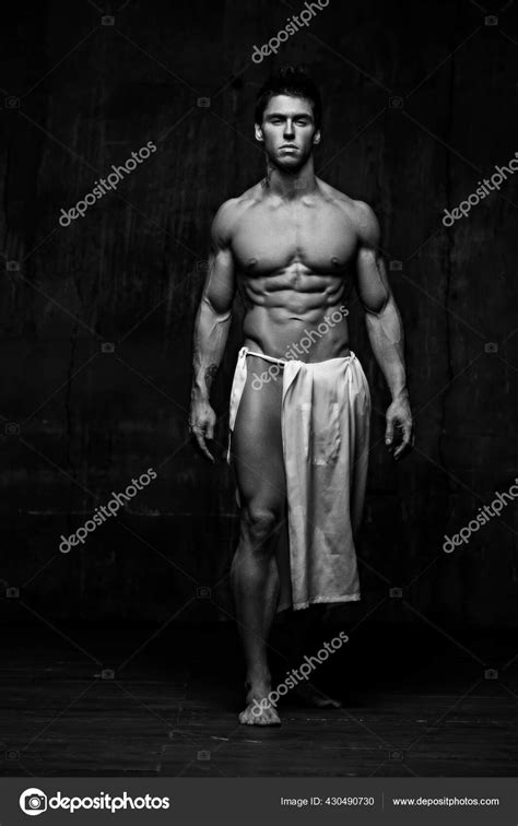 Naked Male Model Black Background Stock Photo By Sergelee