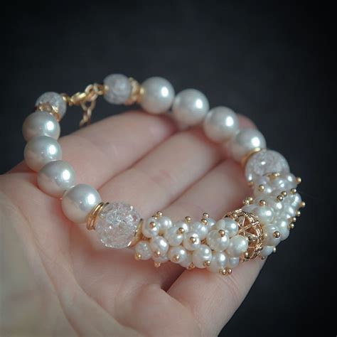 Браслет с белым жемчугом в позолоте в интернет-магазине на Ярмарке ...