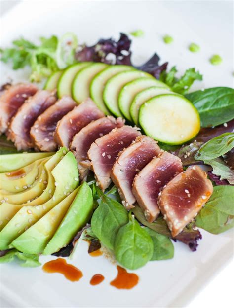 Seared Ahi Tuna With Avocado Cream And Pineapple Salad Tatyanas